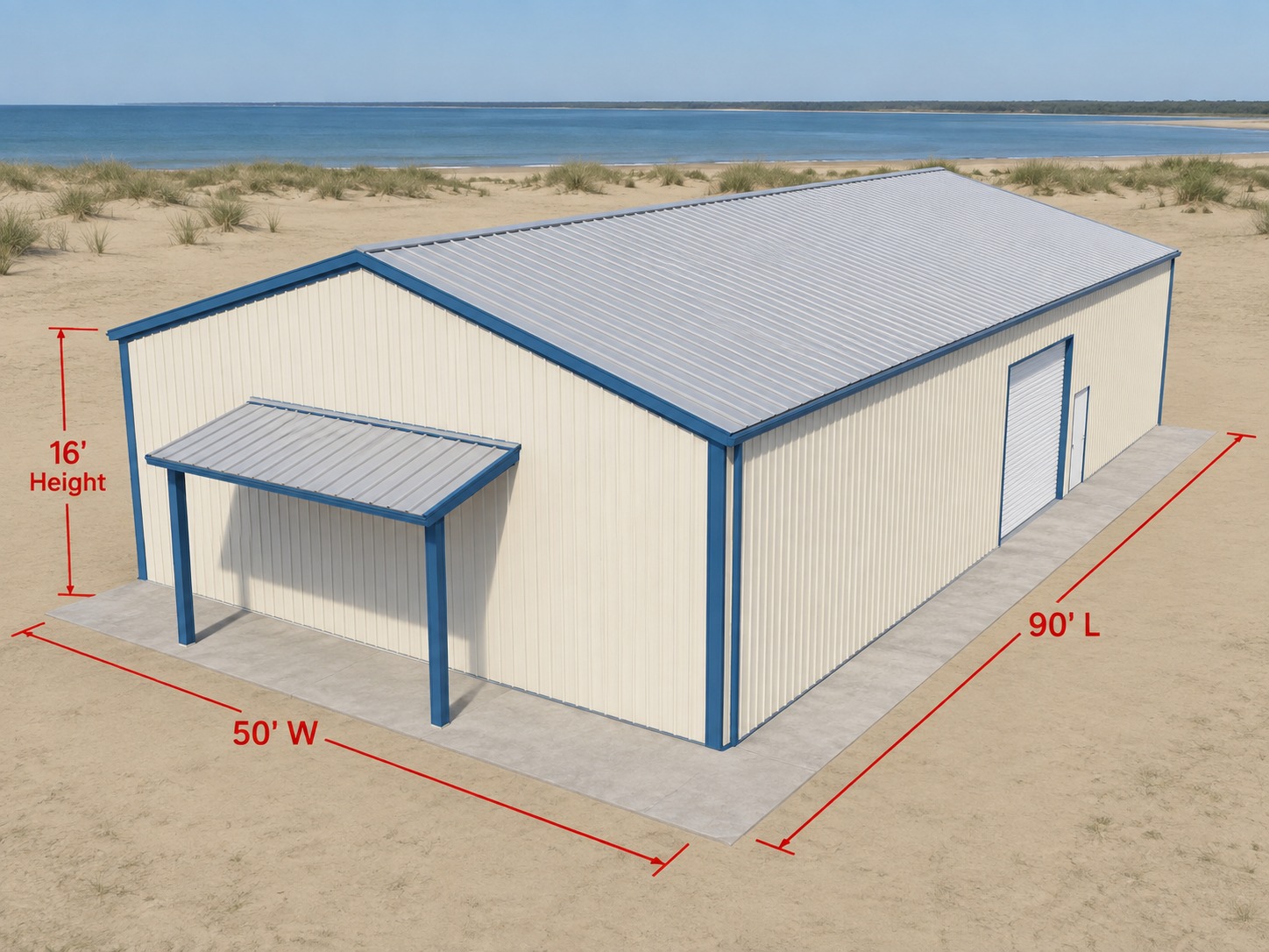 50' × 90' × 16'
