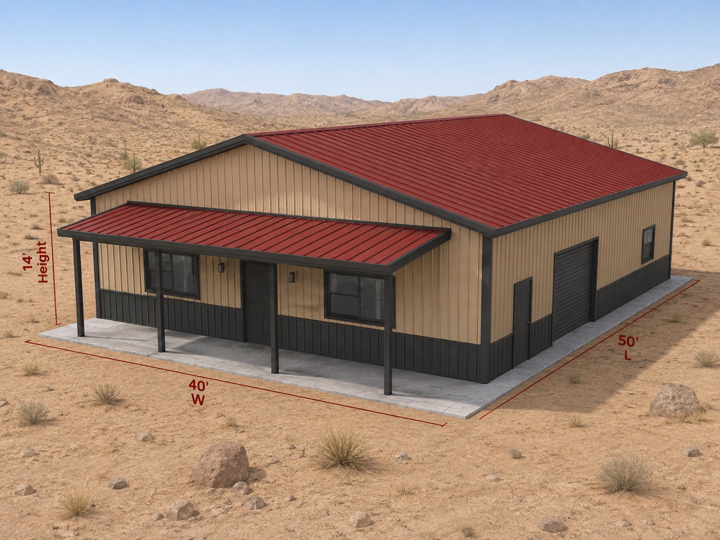 40' × 50' × 14'